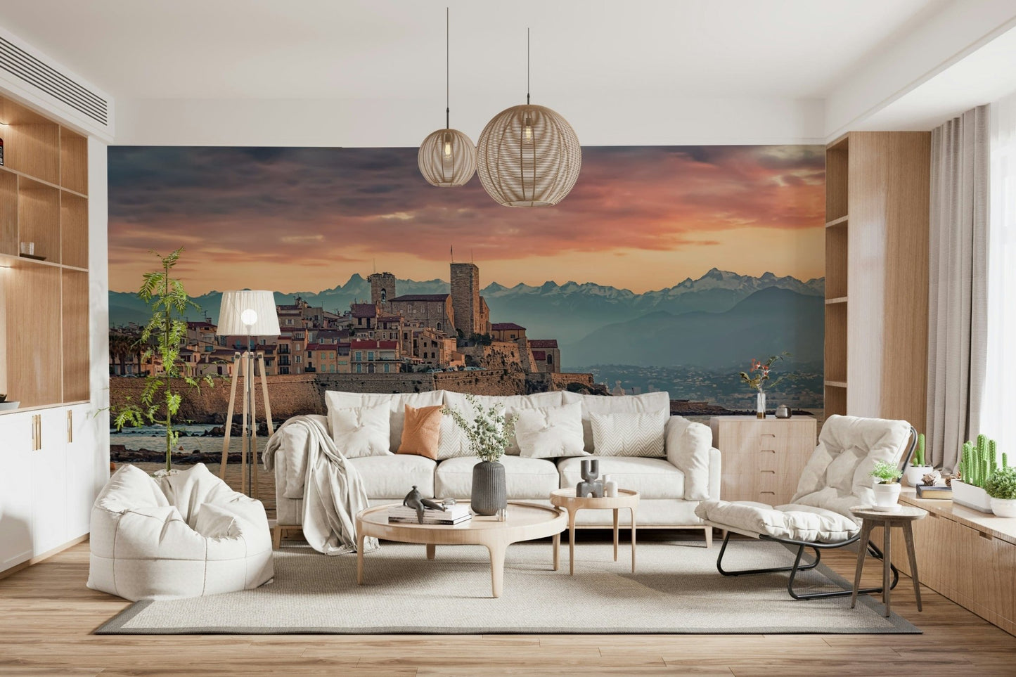 Soft water reflections at twilight on Dusk at Antibes Wall Mural image.