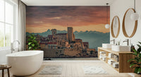 Peaceful seaside town view Dusk at Antibes wallpaper mural bedroom accent.
