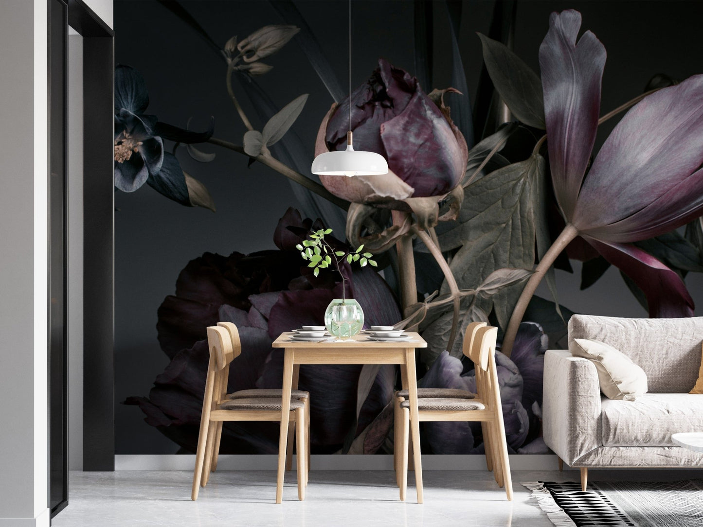 Elegant Peony and Tulip Wall Design
