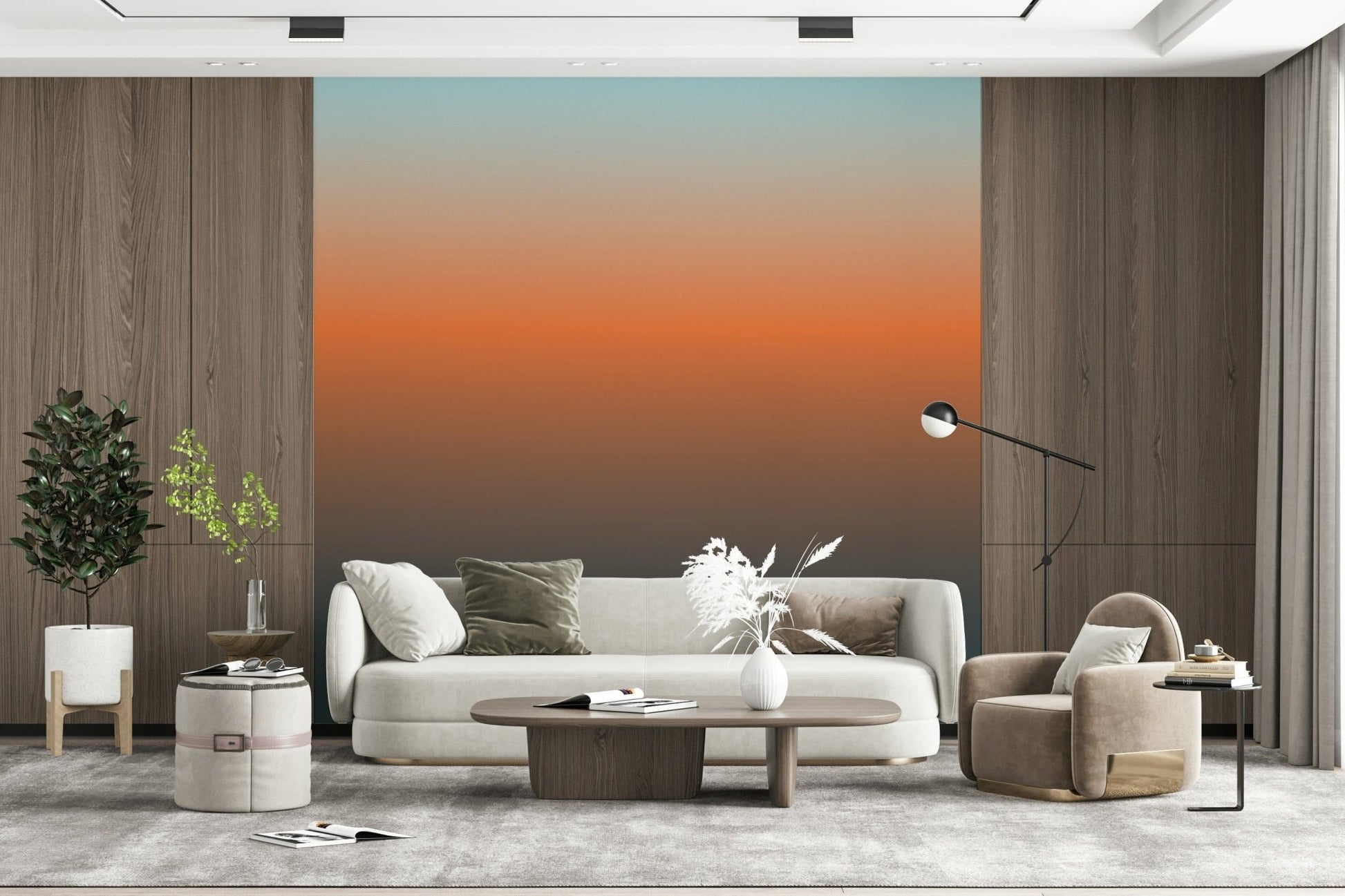Interior Dusk Horizon background orange slate texture wall mural.