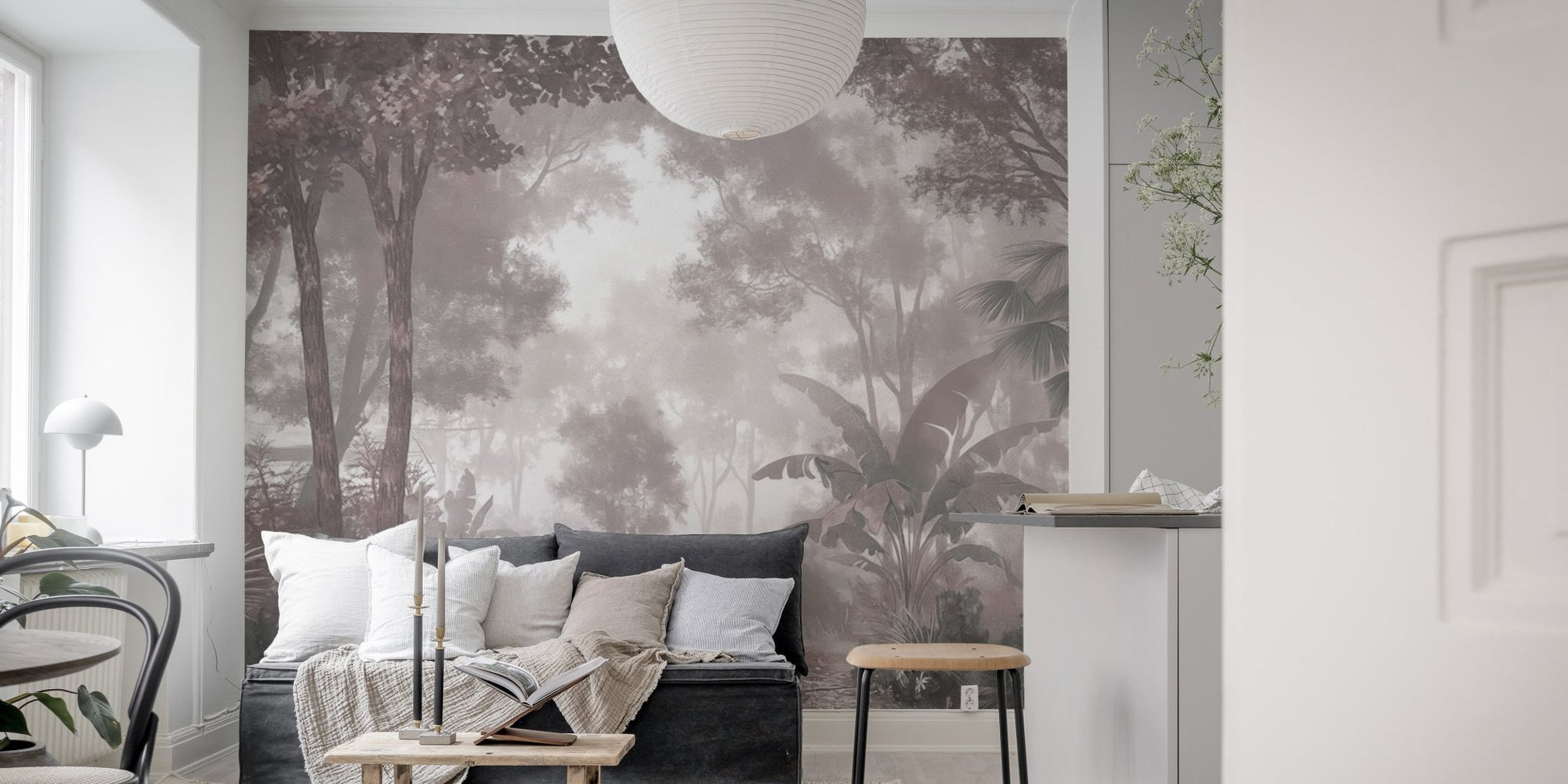 Dusky tropical forest wall covering
