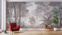 Dusky tropical jungle wall mural design
