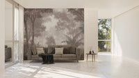 Soft blush tropical jungle wall mural
