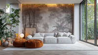Muted tones tropical forest mural

