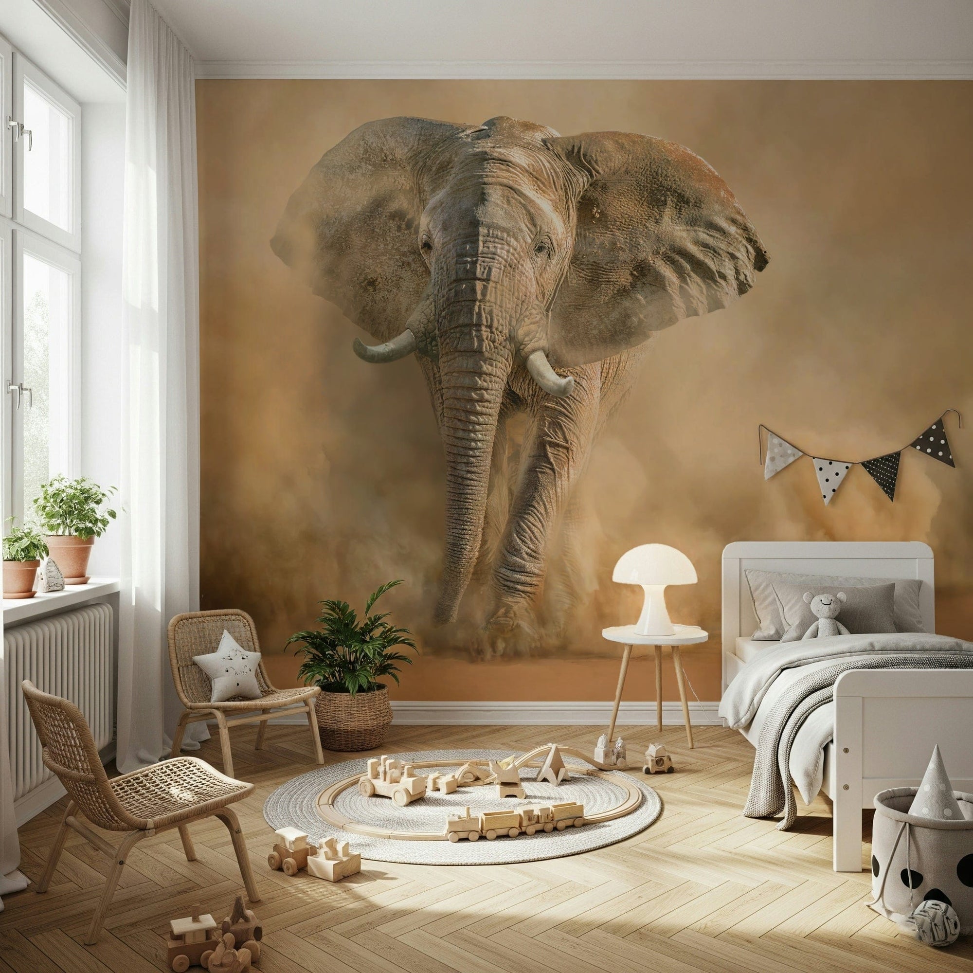 A beautiful abstract art wallpaper mural inspired by the swirling motion of a dust storm., GD5914