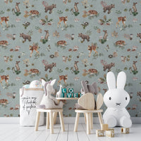 Gender-neutral forest animal wallpaper
