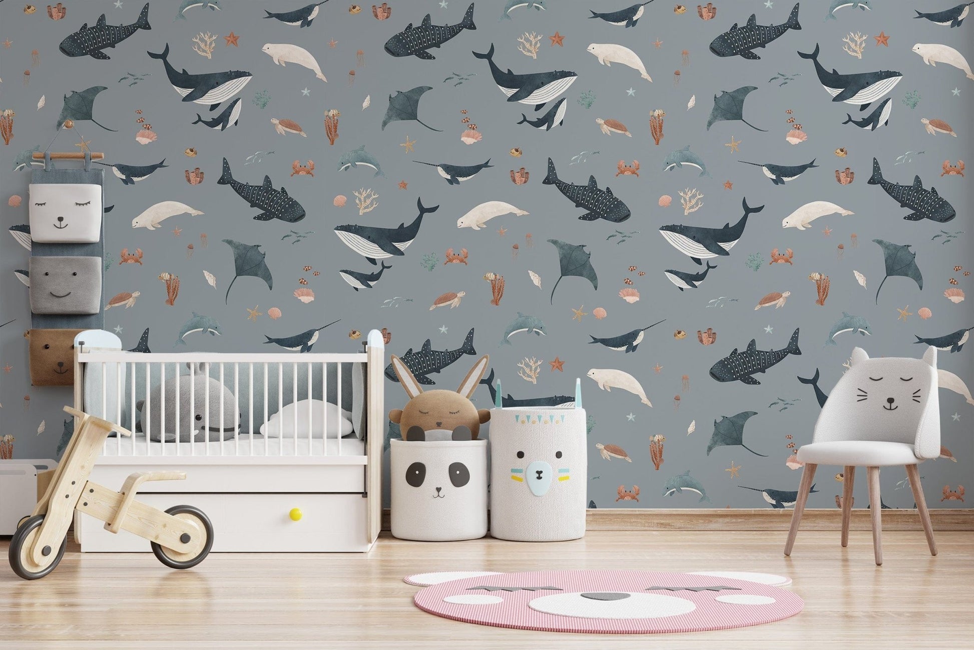 Gender-neutral ocean wallpaper theme
