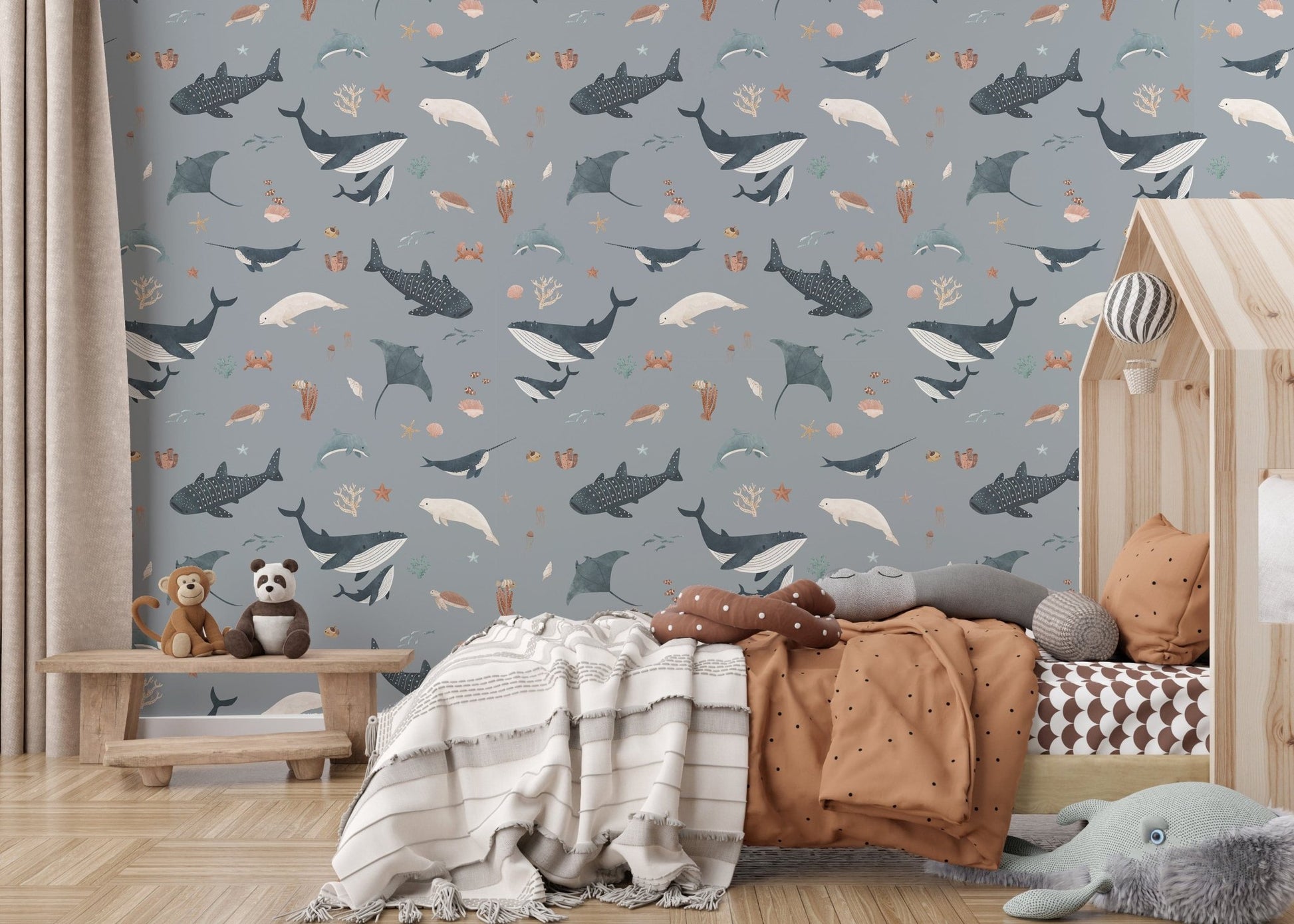 Coastal marine theme wallpaper pattern
