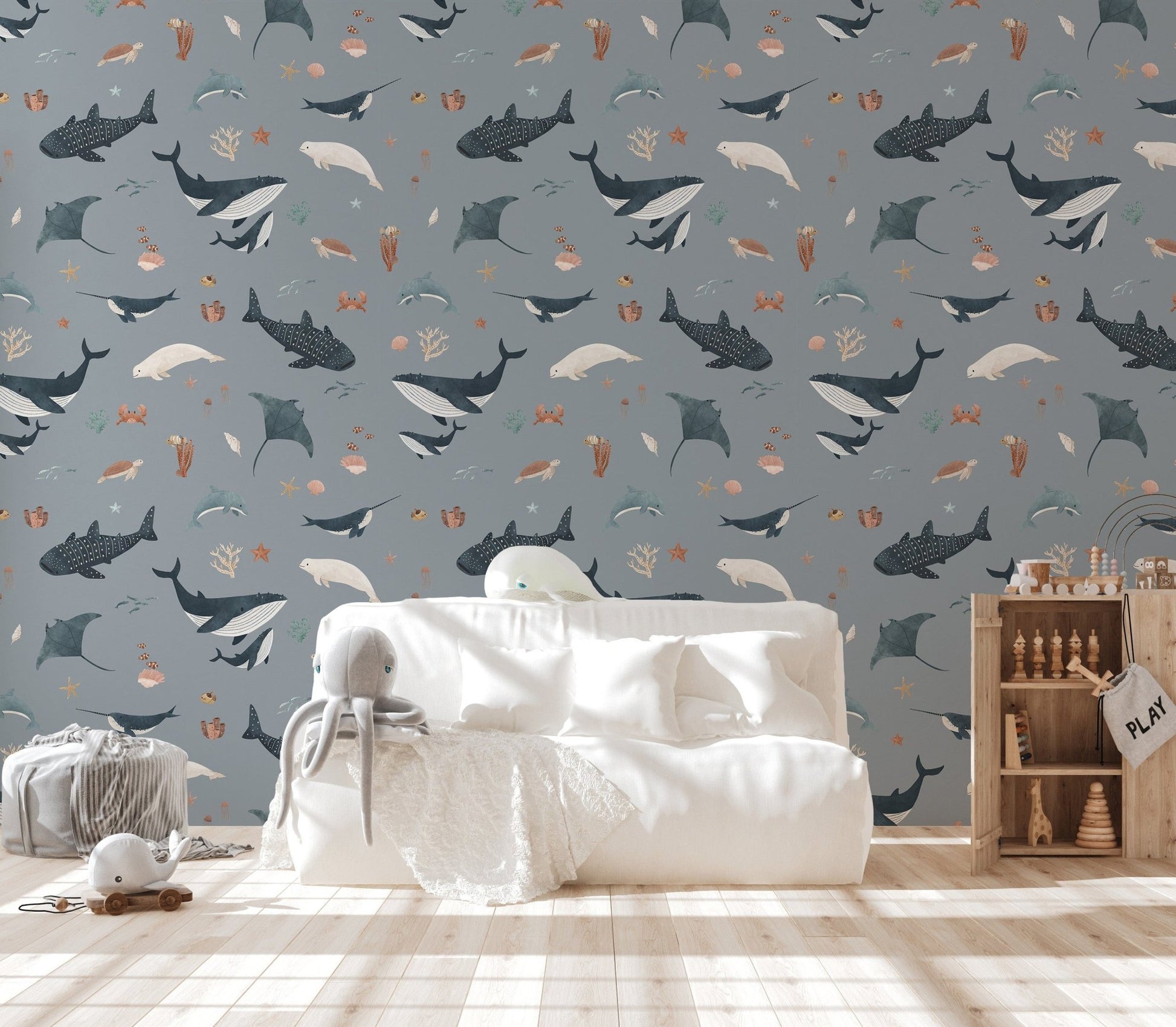 Stingray and dolphin marine wallpaper
