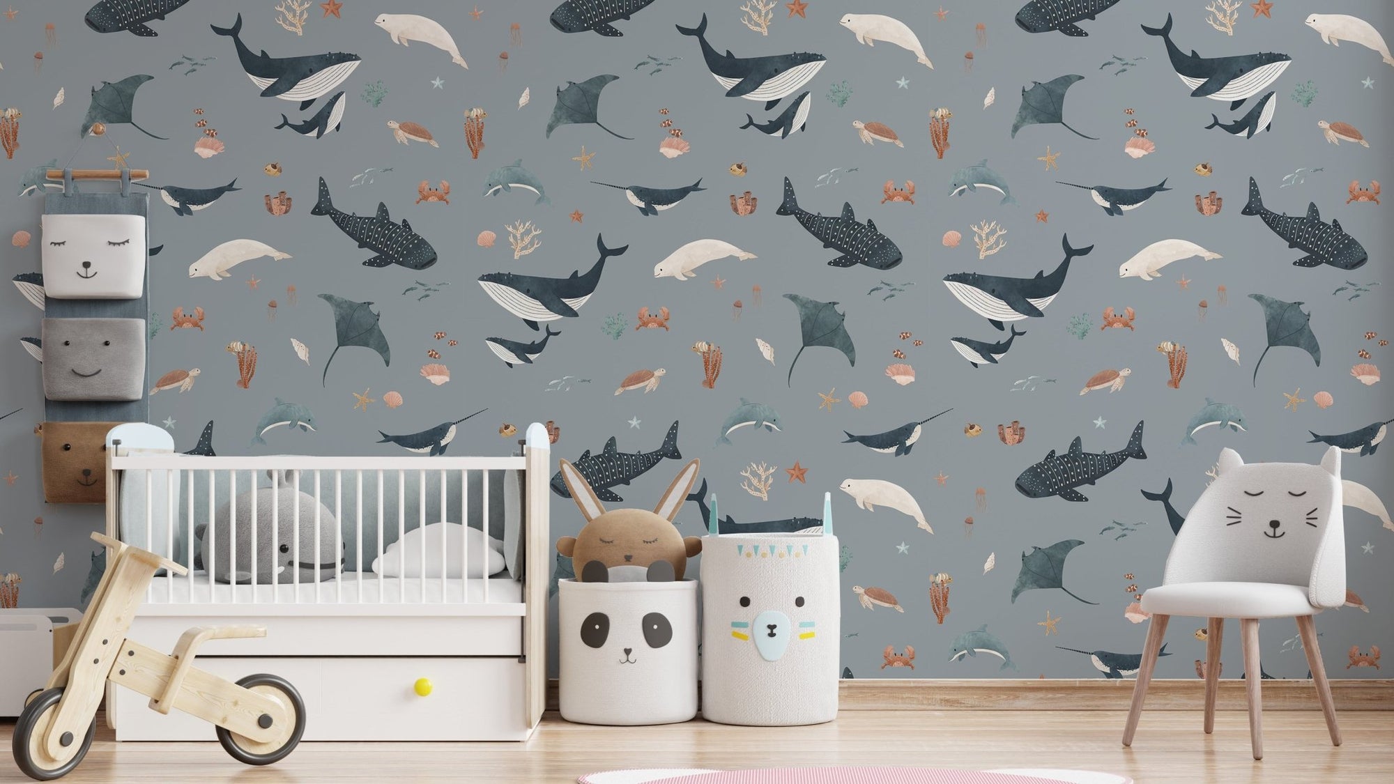 Dusty blue ocean marine wallpaper design
 KB113