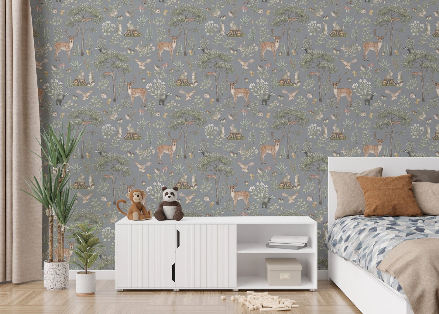 Nature-inspired wallpaper with deer
