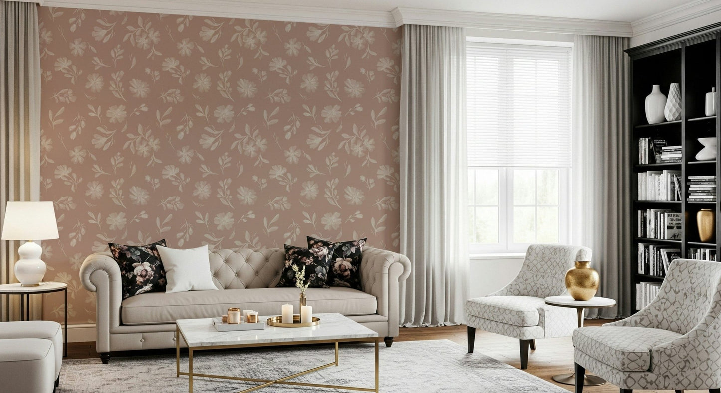 Dusty Rose Blooms Wallpaper⁠