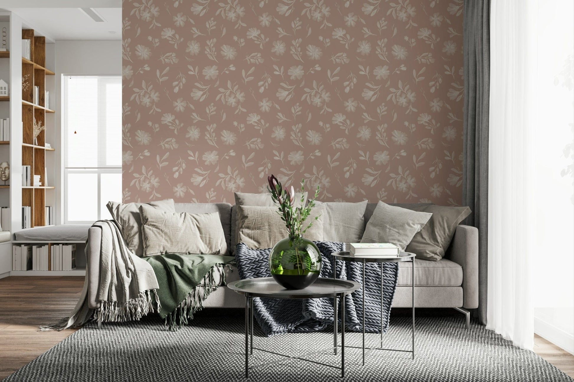 Dusty Rose Blooms Wallpaper⁠