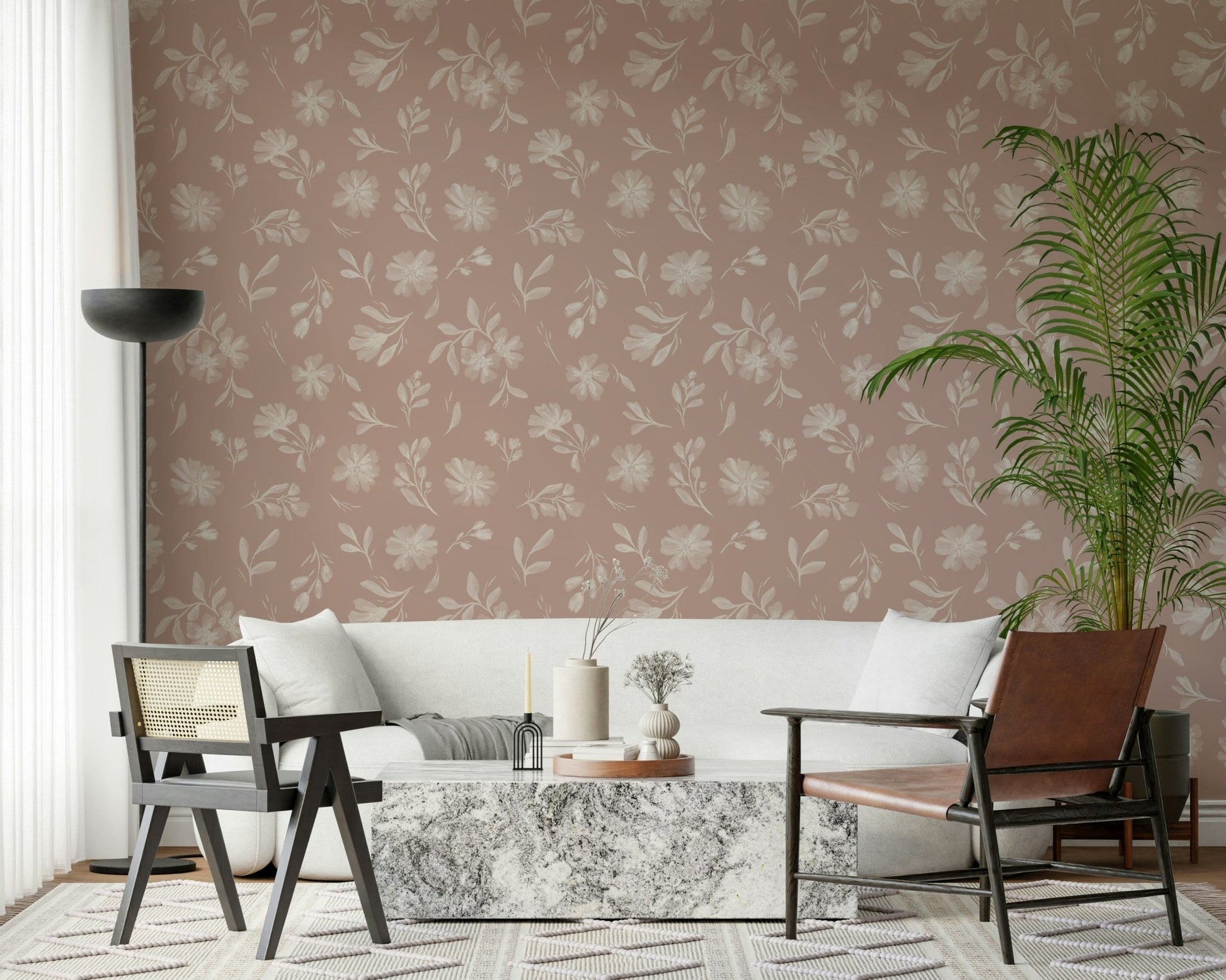 Dusty Rose Blooms Wallpaper⁠