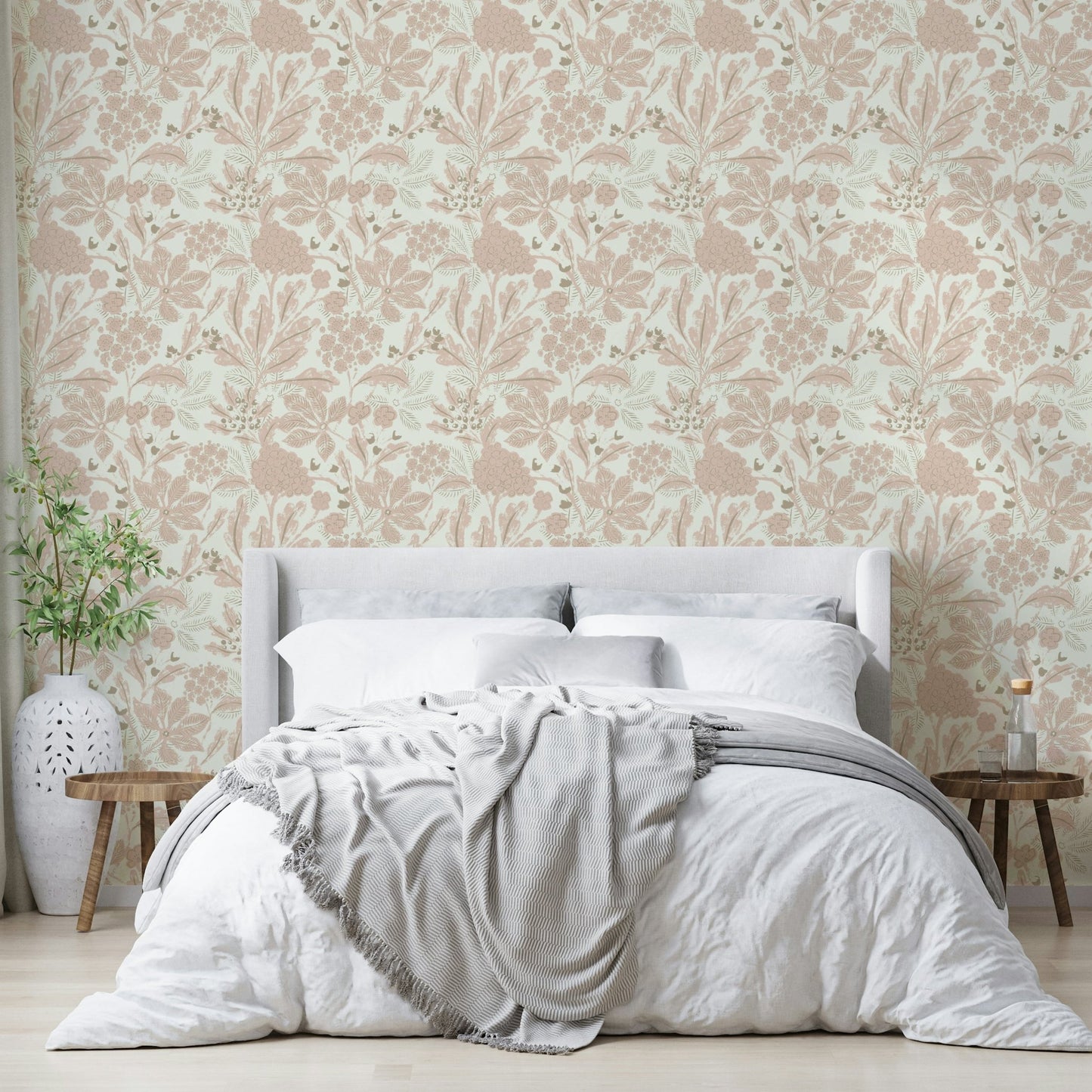 Botanical wallpaper for walls close-up

