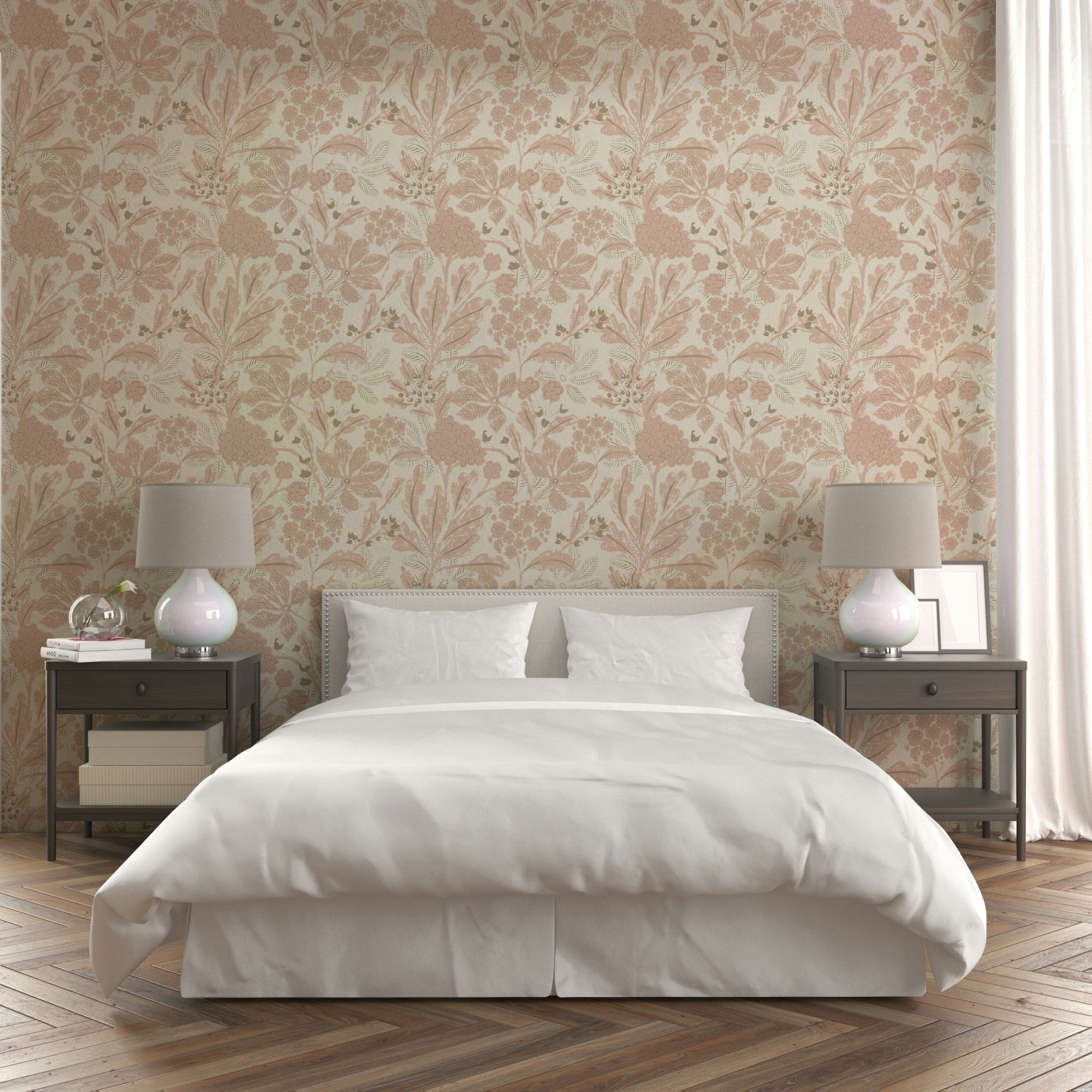 Soft pink roses on wall mural

