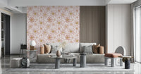 Opulent bedroom Dusty Rose wall accent, subtle wallpaper mural.