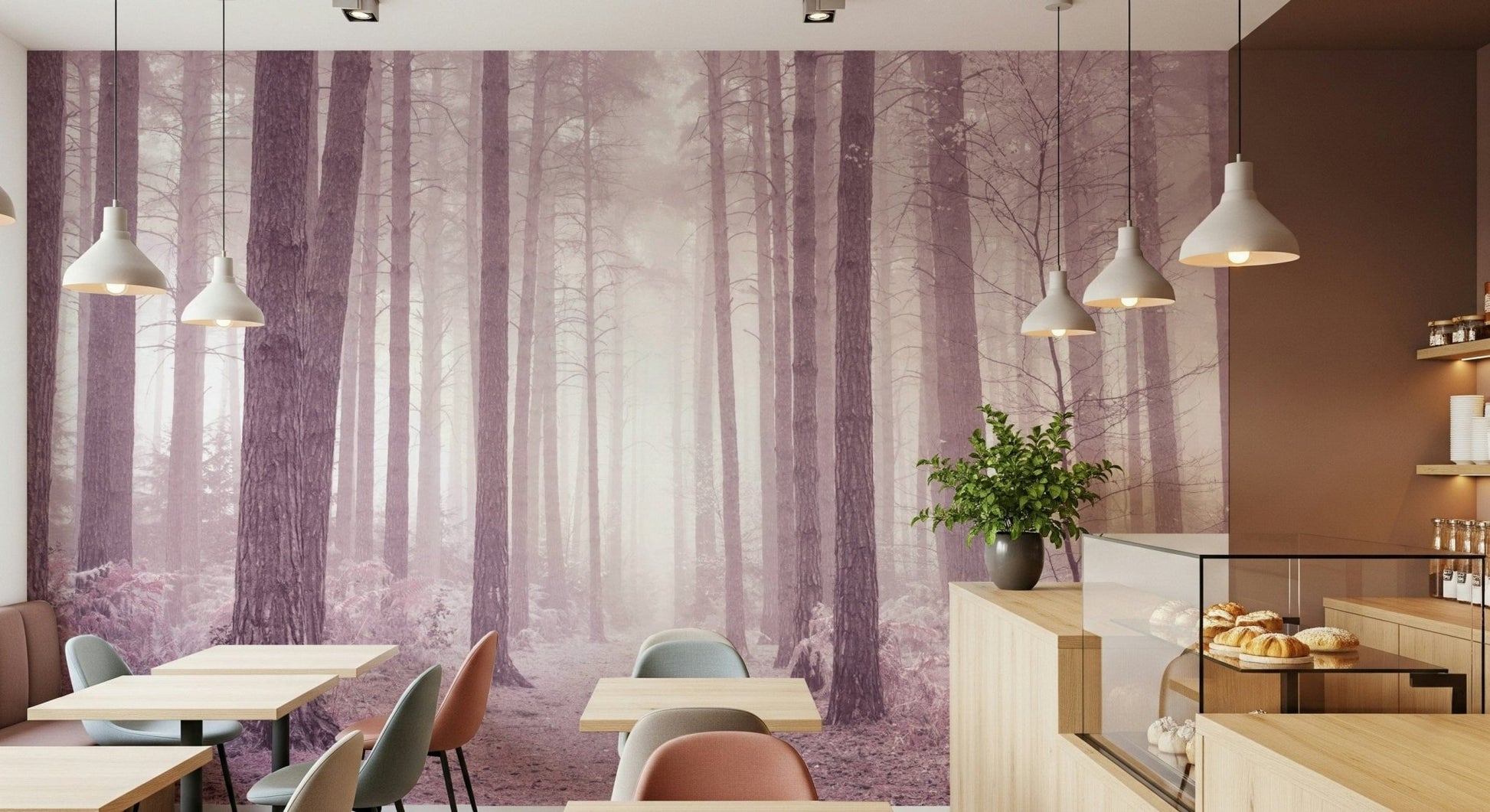 Purple toned wilderness Dusty Rose Forest for stylish interiors.