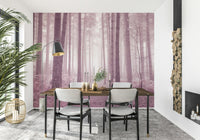 Ethereal pink woods Dusty Rose Forest scenic wall mural.