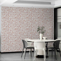 Soft dusty rose blooms on elegant wallpaper

