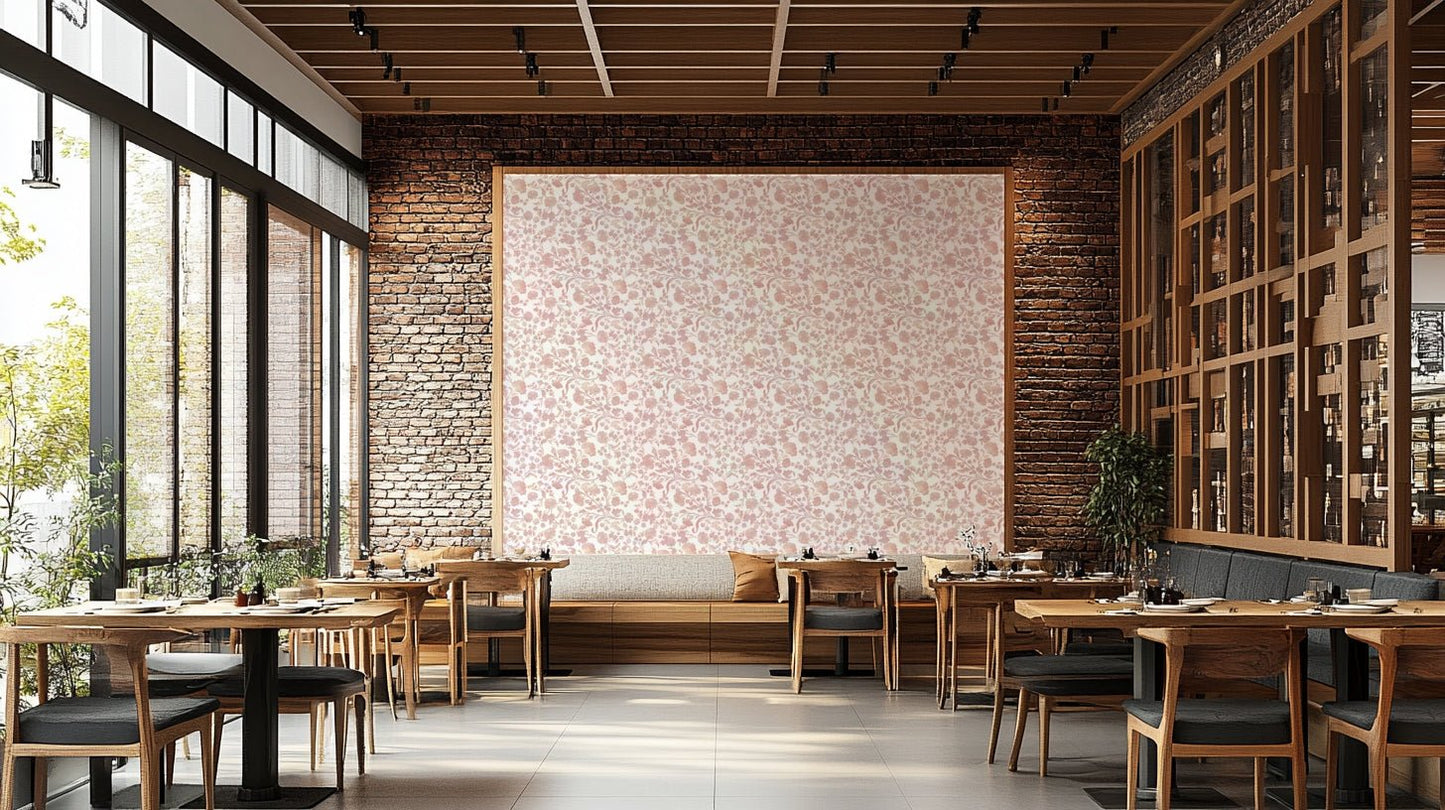 Muted rose wallpaper for romantic interiors

