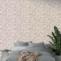Feminine floral wallpaper in dusty pink palette

