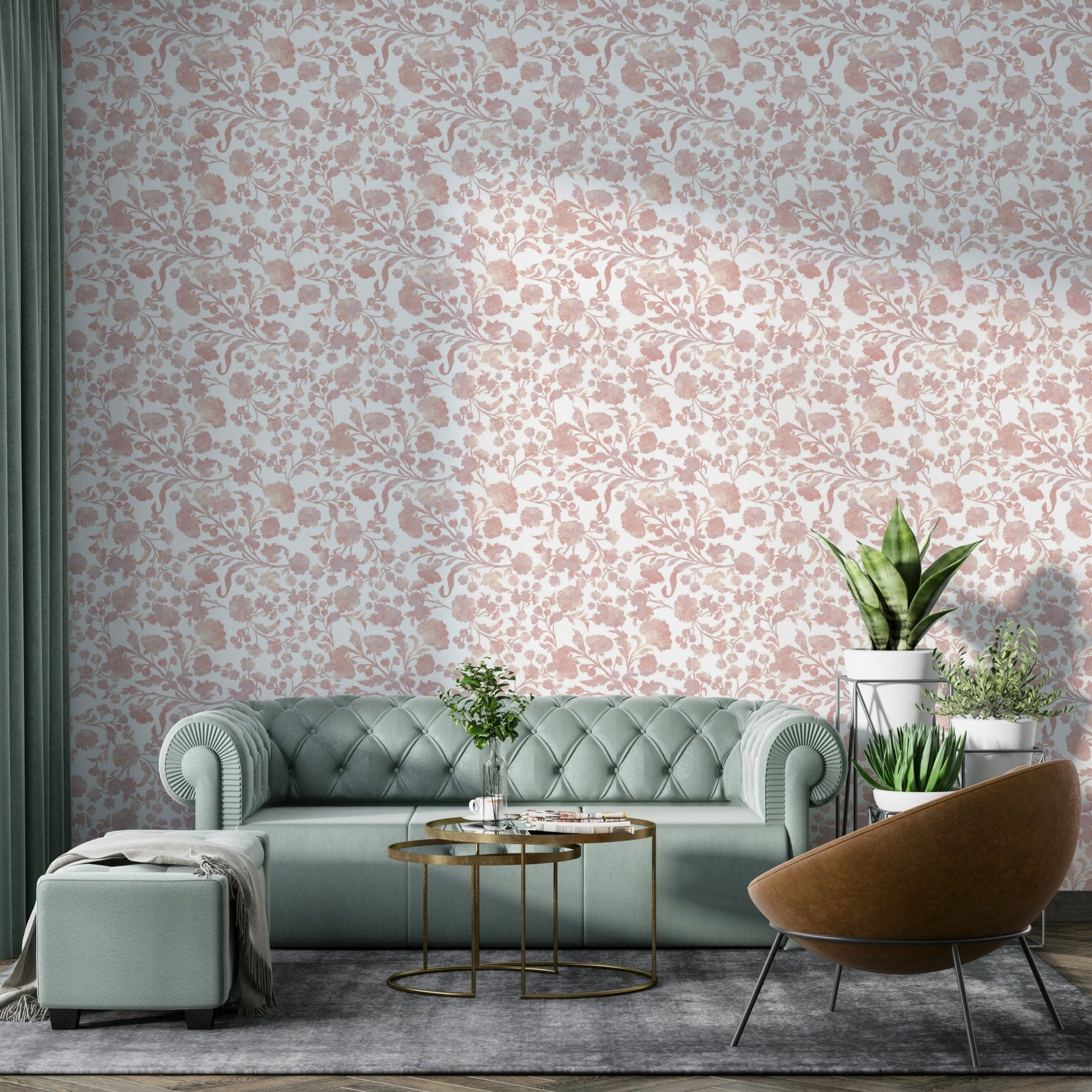 Vintage rose garden wallpaper in muted tones

