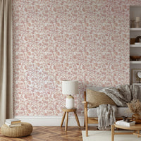 Dusty rose floral wallpaper with vintage charm

