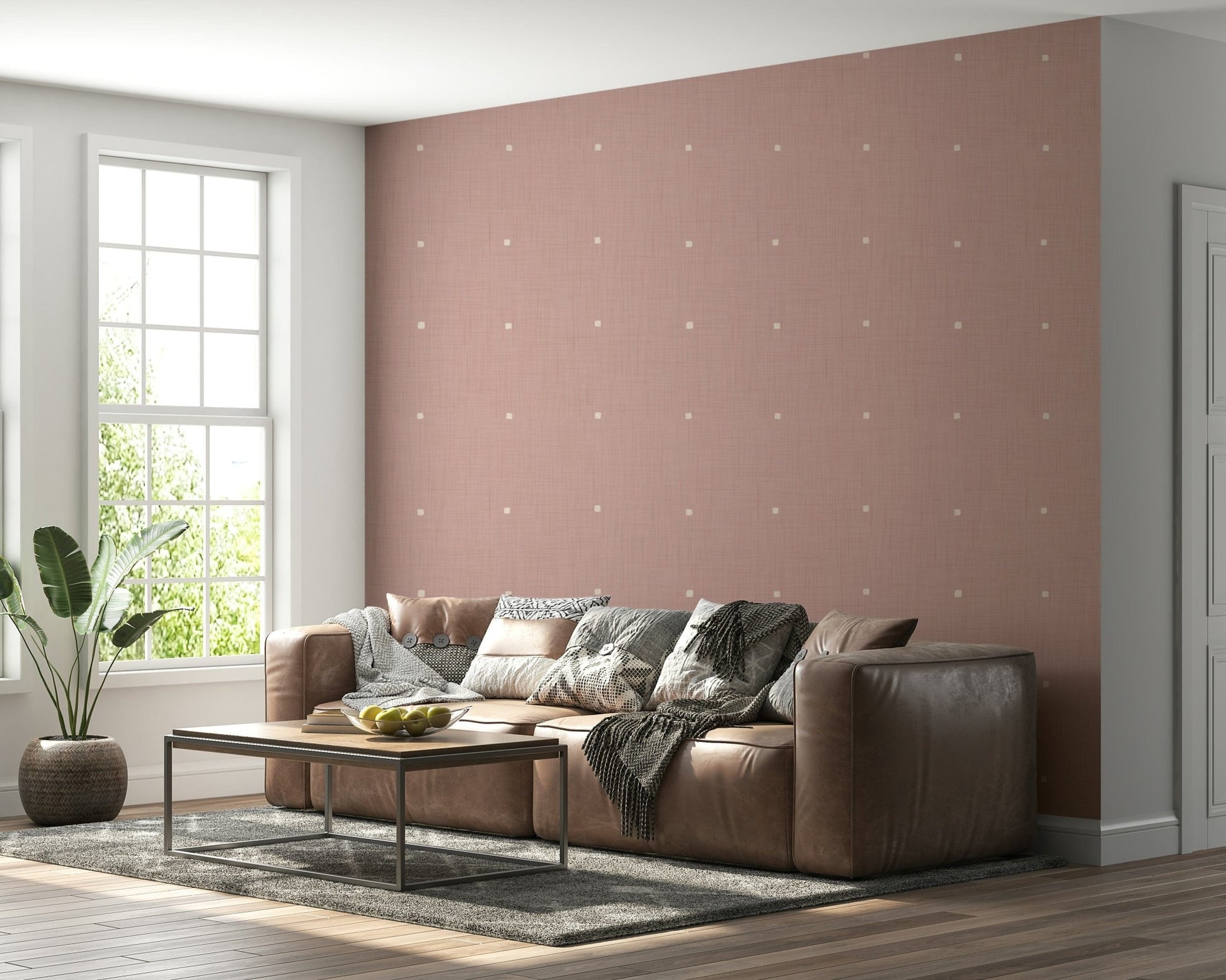 Dusty Rose Grid Wallpaper⁠