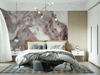 Wall mural showing elegant rose marble swirls.