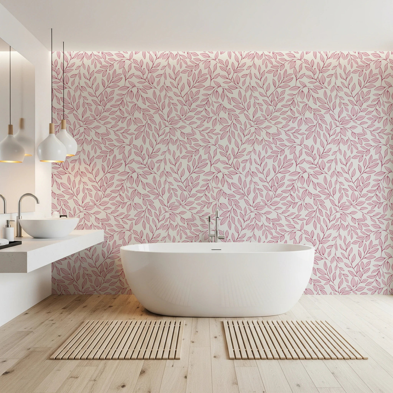 Dusty Rose Vines Wallpaper⁠