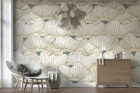 Large, ethereal flower shapes in the Botanical Bloom Waves design.