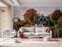 Hallway showing Dutch Autumn Canal Charm Wall Mural bridgeGD9202