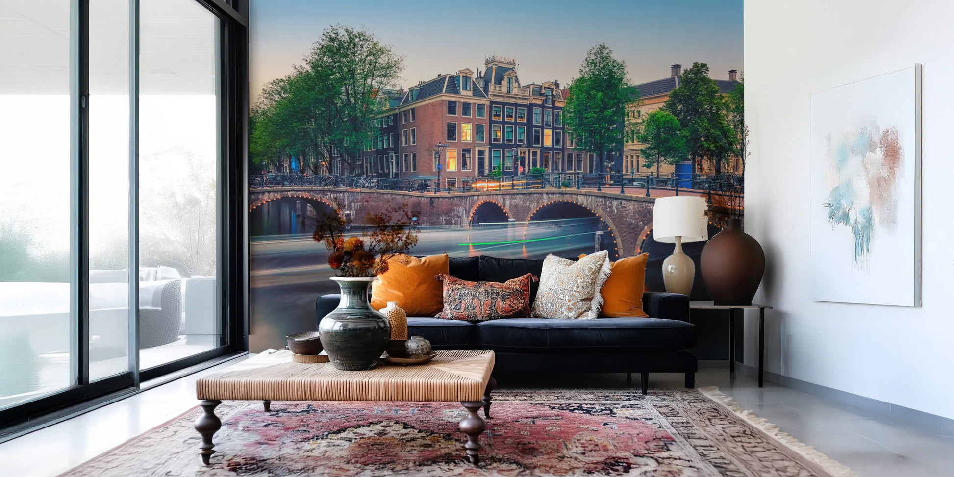Amsterdam canal wall mural for bedroom interior