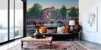 Amsterdam canal wall mural for bedroom interior