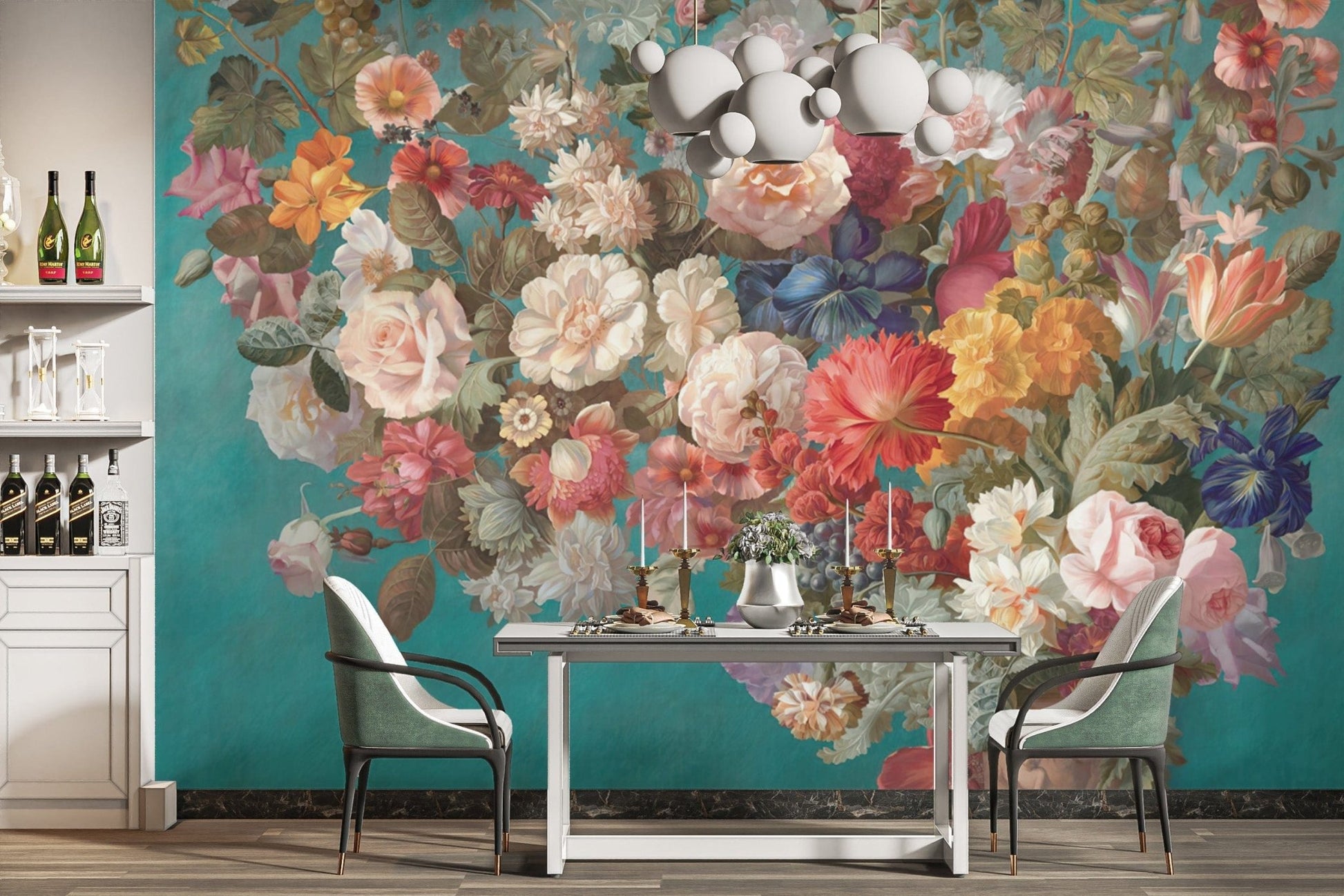 Vibrant Dutch-inspired floral wall murals for modern interiors B478