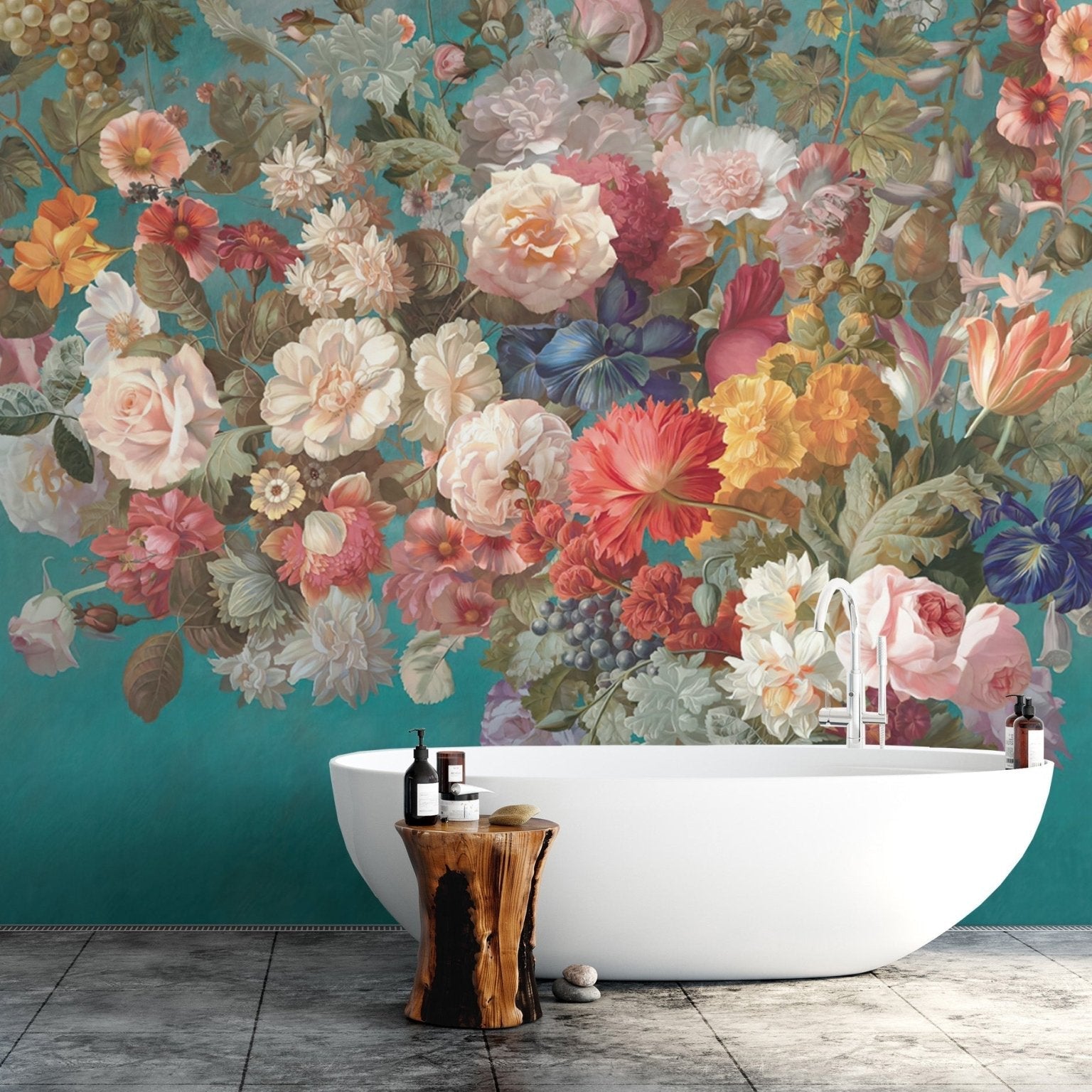 Artistic peel-and-stick murals with Dutch floral motifs B478