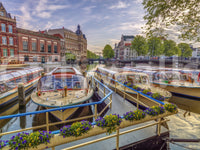 Artistic Dutch Waterways Wall Mural with soft natural lighting