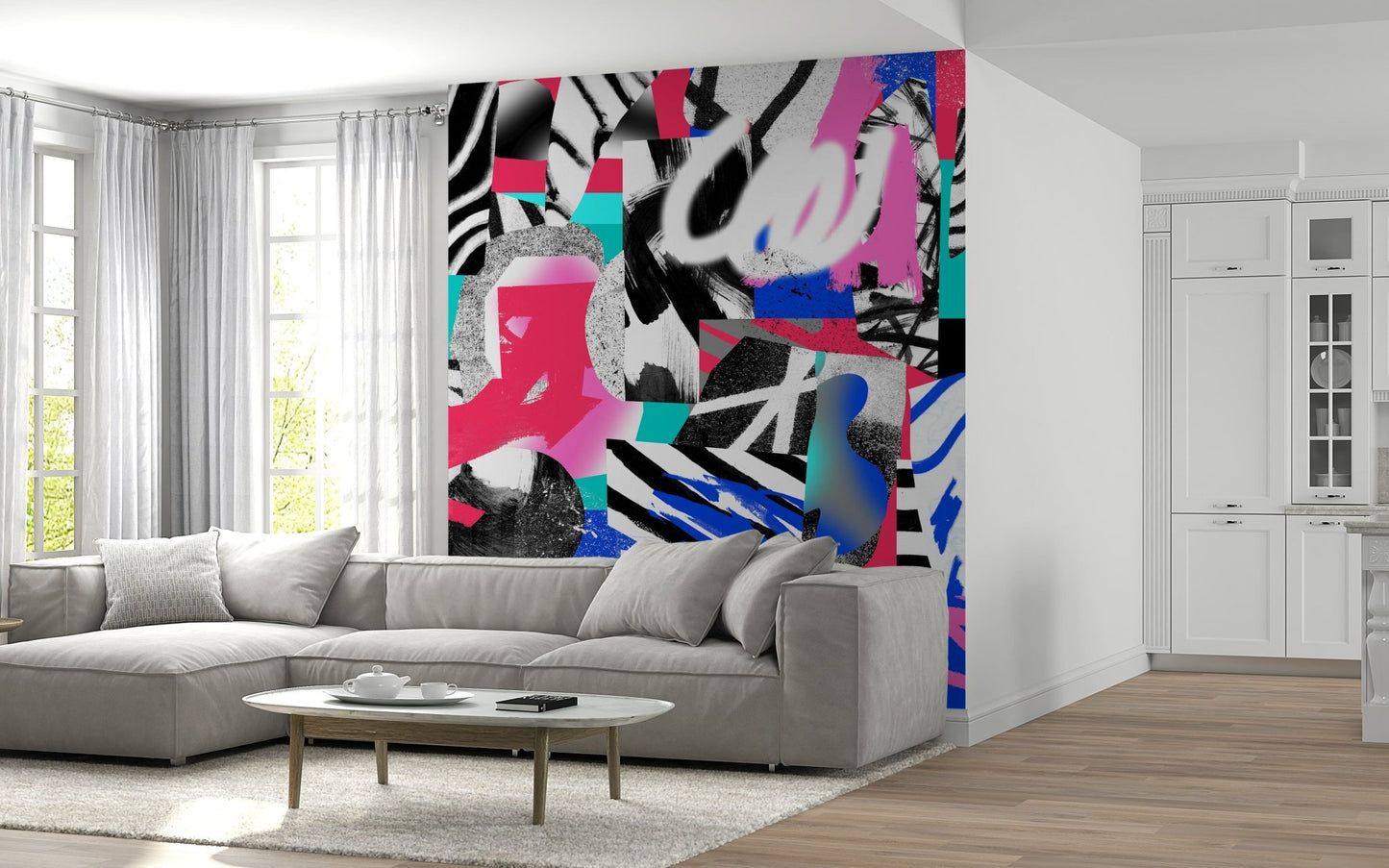 A serene modern pattern wall mural for your decor.