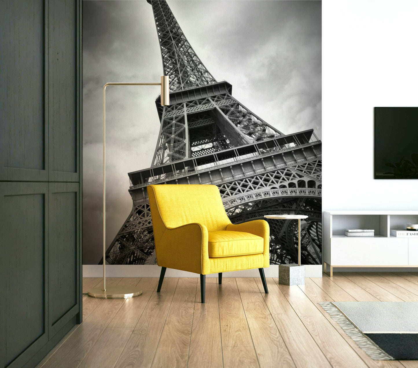 Non-woven wallpaper of Eiffel Tower with motion feel

