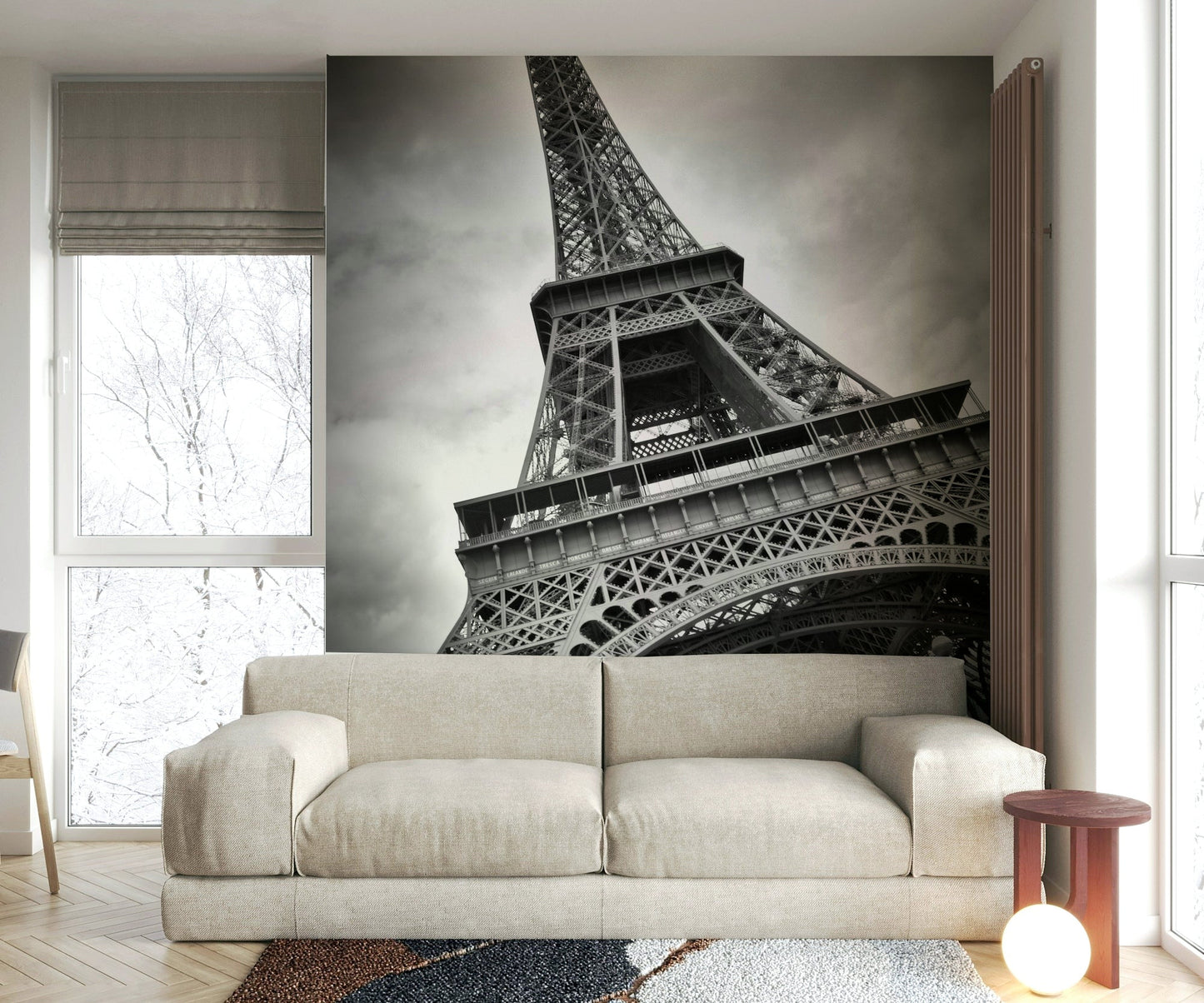 Urban Paris wall mural featuring Eiffel Tower

