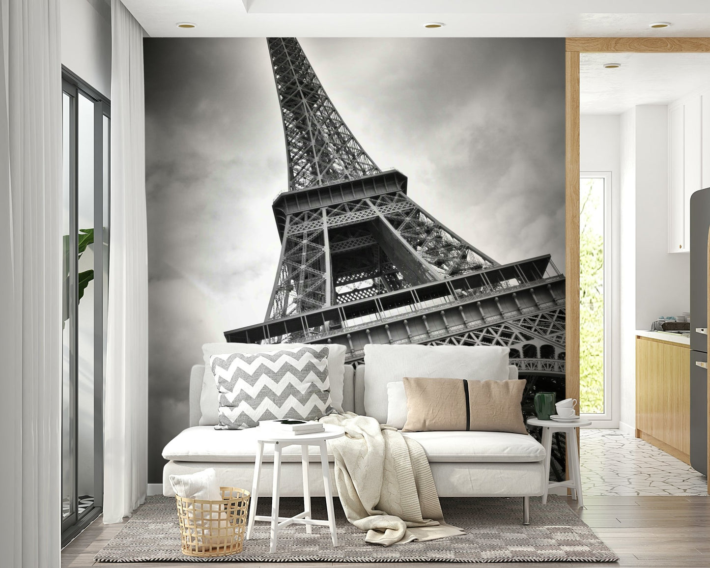 Dynamic Eiffel Tower mural wallpaper for walls

