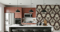 Deep espresso background for Earth Tone Floral Wallpaper.