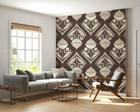 Abstract striped seed pods on the Earth Tone Floral Wallpaper.