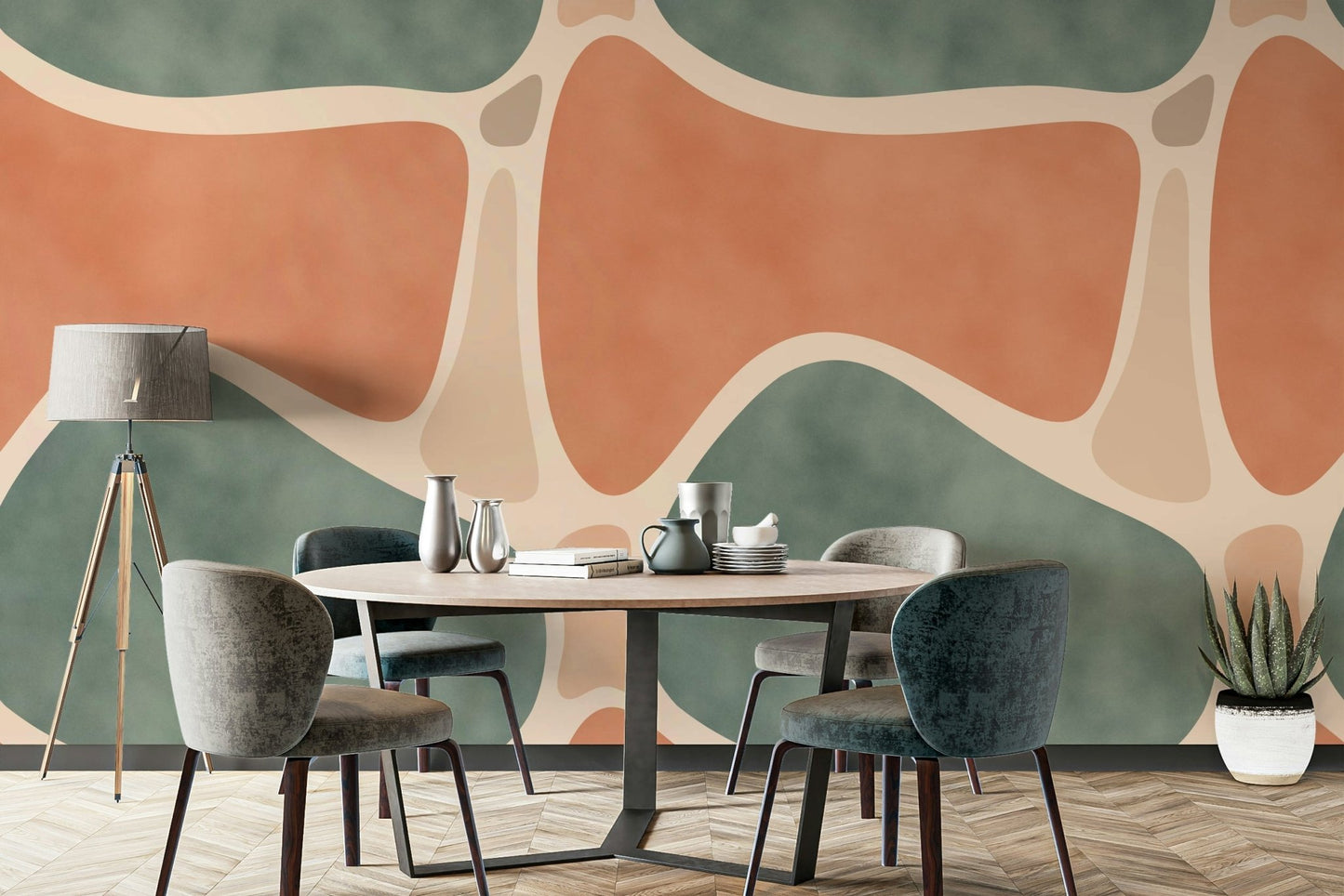 Calm abstract shapes in stone and terracotta

