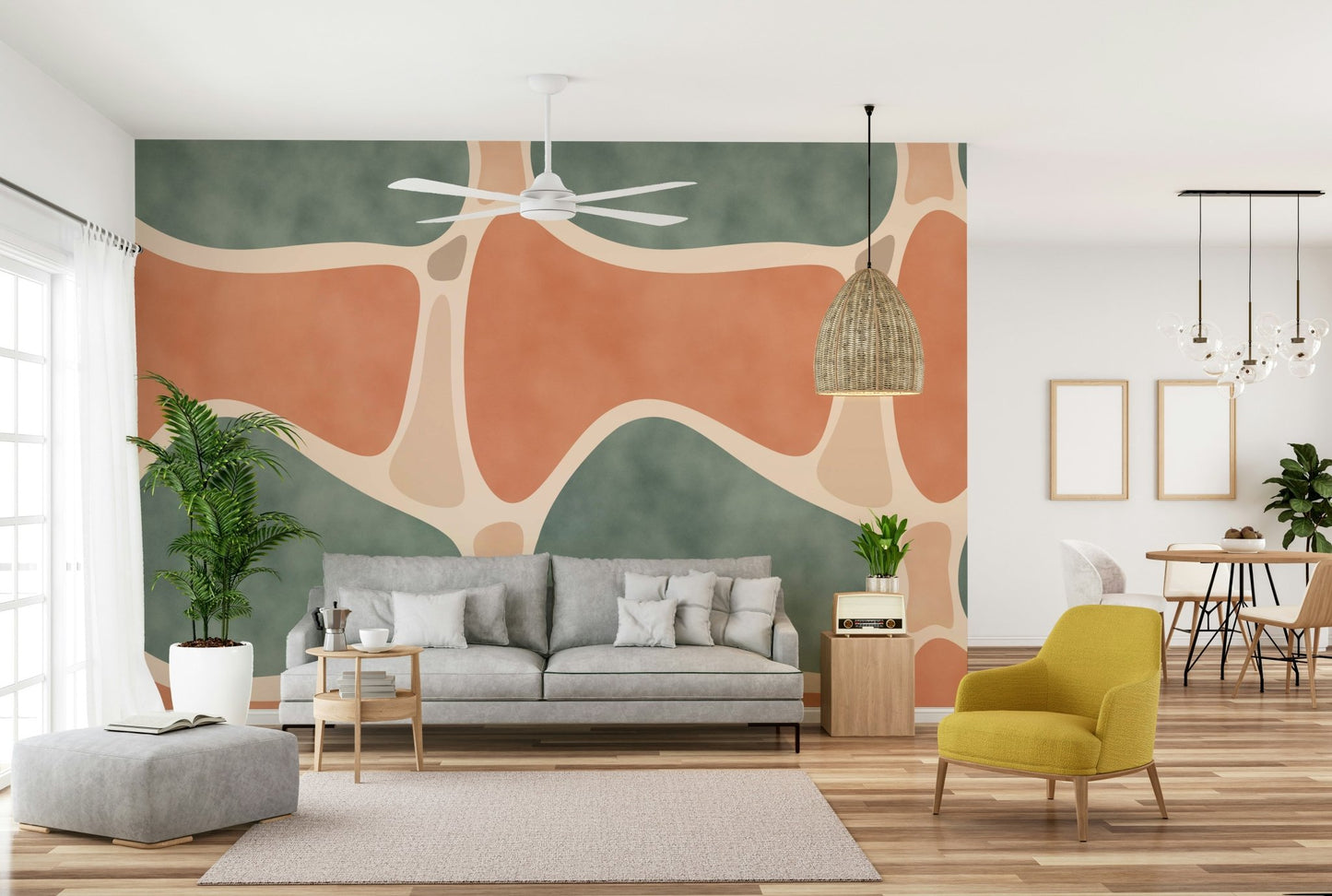 Neutral color block mural wallpaper

