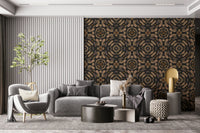 Geodesic symmetrical texture wallpaper mural, Earth Tones.