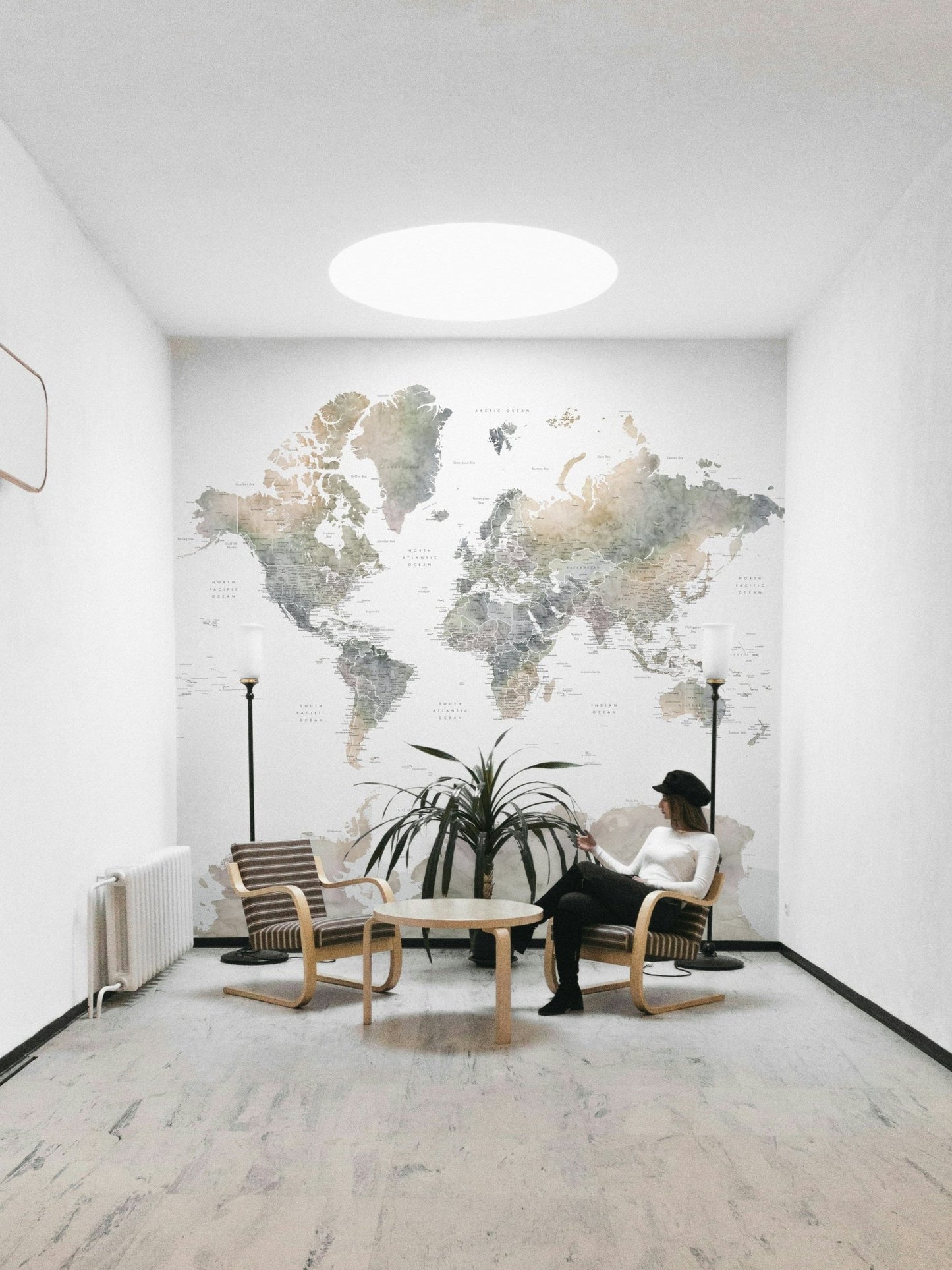Earth tone world map wall art GD214

