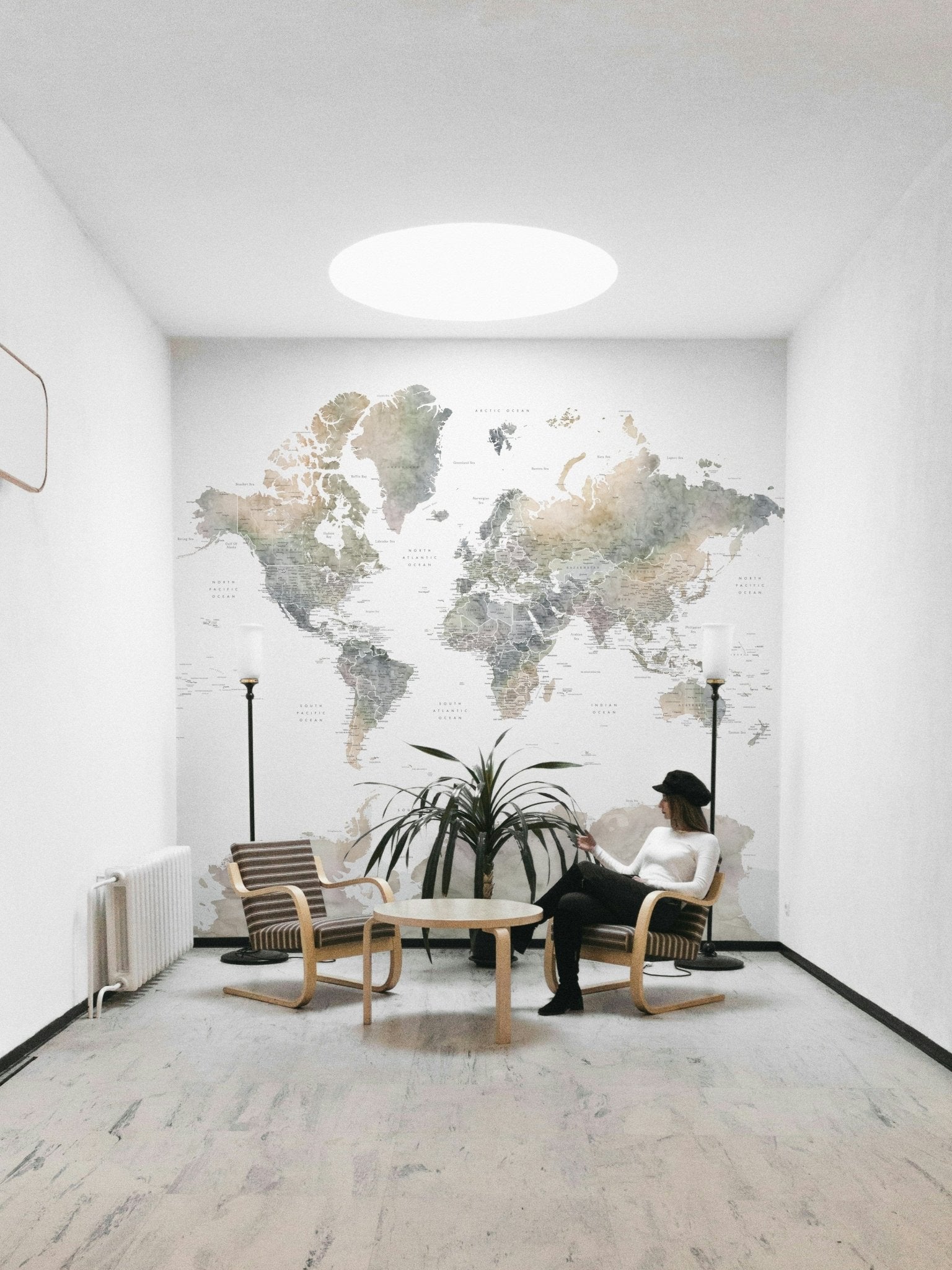 Earth tone world map wall art GD214

