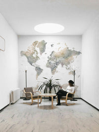 Earth tone world map wall art GD214

